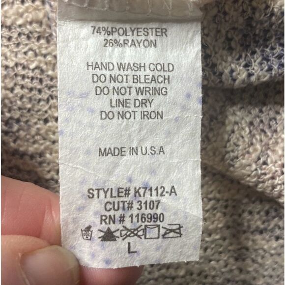 Ginger G Wm’s Sz Lrg Multicolor Lightweight Knitted Aztec Hi Lo Sweater Shirt - Picture 5 of 5